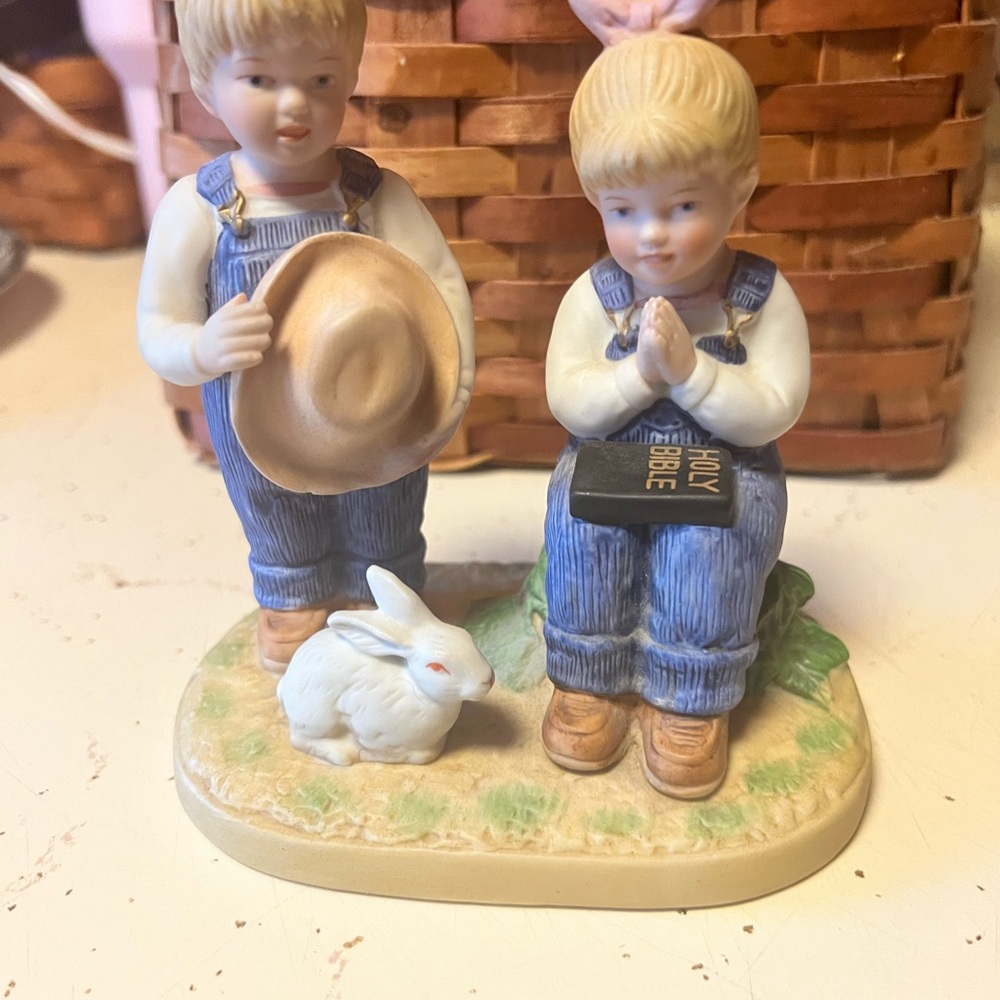 Charming Boy Figurines with Rabbit *Denim Days” Collectable